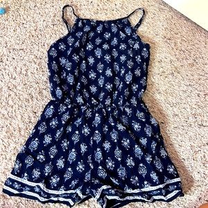 Navy blue flowery romper